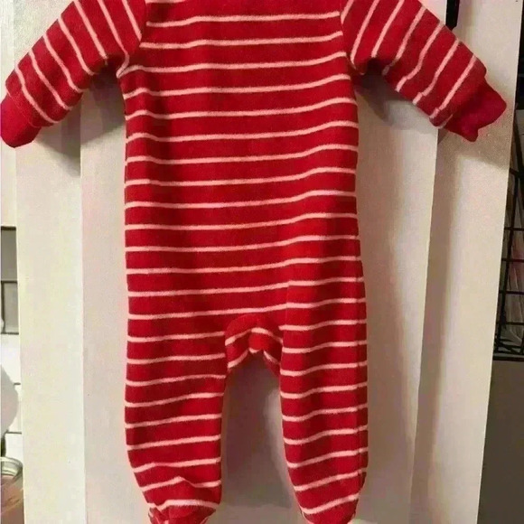 Carters fleece sleeper - size NB EUC. This is a burnt orange color with a moose - Picture 2 of 4